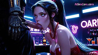 Black pigtail juggles as he takes her over the pub & super hot spunk gushes throughout her pretty face