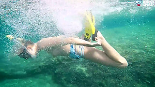 Underwater Beach Flasher - Bikini, Long Fins & Naughty Ocean Tease