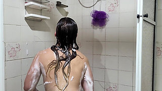 Real Stepmother Taking a Shower and Being Filmed!