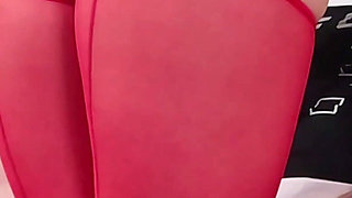 Could You Resist a Hot Brunette in Sexy Red Panties and Red Stockings?