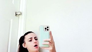 Erotic solo masturbation with teen brunette