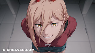 Power has sex in Makima's Office! Chainsaw Hentai Uncensored POV