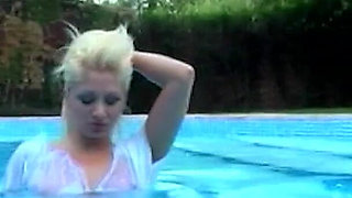 Blonde Poolside Tease with Toy and Footjob Ecstasy