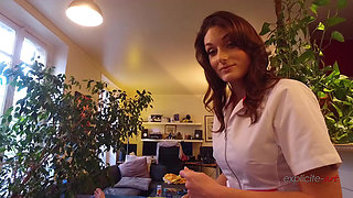 A POV Massage with a Busty French Masseuse Turns Into a Good Blowjob