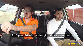 Fake Driving School - Big Tit Hot Brunette Jasmine Jae Flashes Max in a Car & Pulls Him for Doggystyle Sex