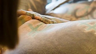 Roadtrip Tattooed Girl Fucks a Girl Anal with a Big Toys in Vintage Talbot Express