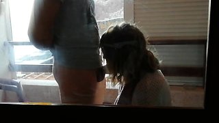 Public Blowjob on the Balcony - She doesn't Care about Neigh