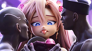 Lucky Star Hentai Waifu: 20yo Blonde-pink Twin-tail Slut Begs for Monster Cock in Magical Forest