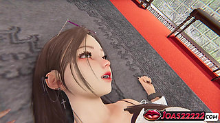 Alluring Aya in 3D Hentai - Pussy Fingering, Desk Cunnilingus & Double Vibrator Squirt