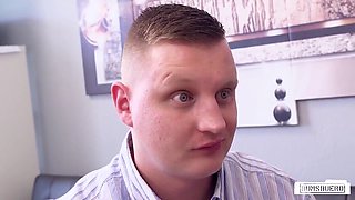 Bosomy Cougar Fucks Two Guys At The Office
