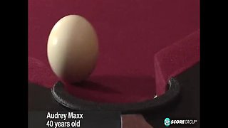 Audrey Maxx Threesome Blowjob: Pool Hustler MILF Handles Cock with Jmac & JT