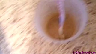 Goddess Amanda Humiliates Piggy Slave with Food & Toothbrush in Bathroom Fetish