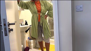 Caught Stepmom Peeing Into the Bathroom