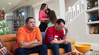 Game Day Threesome with Desiree Dulce, Destiny Mira & September Reign - Big Tits, Blowjob & Cumshot