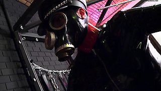 Electro bdsm slave and fetish latex big titted domina