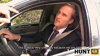 Hunt4k. random passerby scores gorgeous bride in the wedding limo