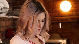 Russian beauty strips naked and makes herself cum hard