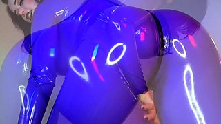Latex slut solo anal masturbation