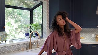Slender Latina beauty displays big ass