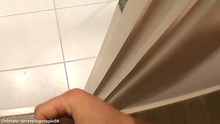 Sneaking up on her in the bathroom while she's taking a shower, she gets fucked in the shower, shower sex, bathroom sex