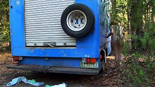 Amateur redhead fully nude on bed and masturbating