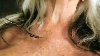 Big Boobed Blonde Masturbates With A Dildo In The Bathroom