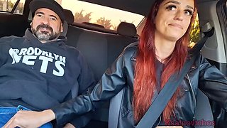 Slutty Brazilian Driver Catches Passenger Jerking Off in Car - Blowjob & Swallow in 4K