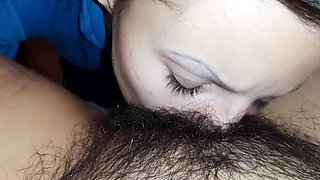 I lick my girlfriend's hairy vagina to climax - Lesbian Fantasy Girls