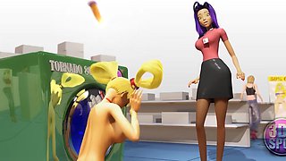 3DGSPOT - 2 Big-titted Lezzies Attempt Dual Faux-cock In A Public Shop! UNCENSORED FUCK-A-THON!