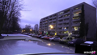 German Blonde Girl Lisa Pick up and Talk to Risky Fuck in Car at Public Place