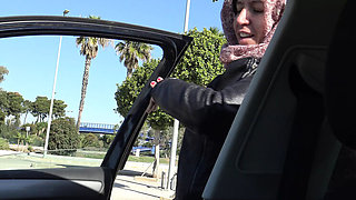 Algerian babe Souzan Halabi flashes her hairy bush to an older man in public