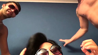 Amateur Latina BBW Threesome with Two Horny Italian Men - Anal, Blowjob & Cum on Tits