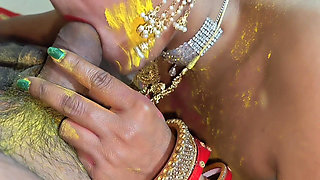 Happy Holi Indian Cute Bhabhi Celebrates Holi by with Her Dever