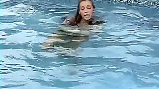 Meche Miley straitjacketed in pool