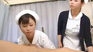 Japanese nurse practices her handjob technique