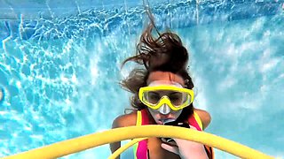 Teen pornstar, swimming pool, swimming