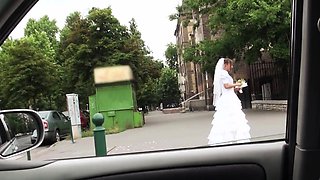 Stranded euro bride screwed outdoors