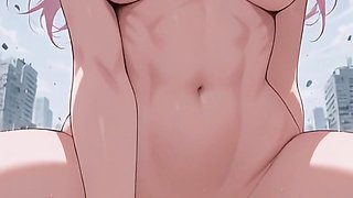 Pink-haired rooftop cowgirl, blonde scout blowjob