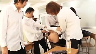 Japanese AV teacher satsuki kirioka ass & hairy pussy groped by students !