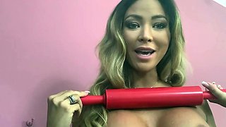 Hot blonde with big boobs solo