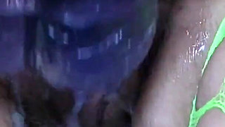 MILF Fucking Hairy Big Labia Cunt with Two Dildos