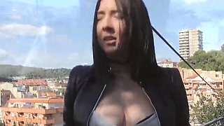 Brunette cousins have a threesome with a fat cock outdoors