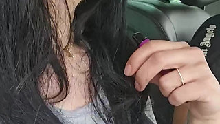 Vaping Naked during Drive Car and Nipples Play