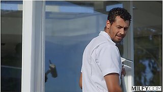 Syren Demer And Alex Jones - Curvy Milf Rides Studs Cock Poolside