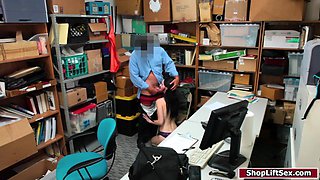 Seductive shoplifter fucks officer for freedom