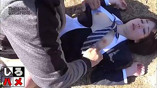 Uncensored beauty in uniform fucks outdoors