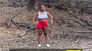 Pregnant Ebony Goddess Outdoor Pee