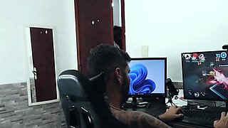 Beach cockslut slaps nerd's vulva for hard-core porn lesson.