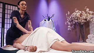 Charlotte Sins giving Aubrey Kate a massage 2