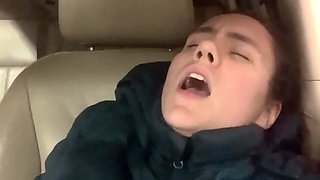 Hot Brunette MILF Masturbates & Cums Hard in Car - Public Sex Agony